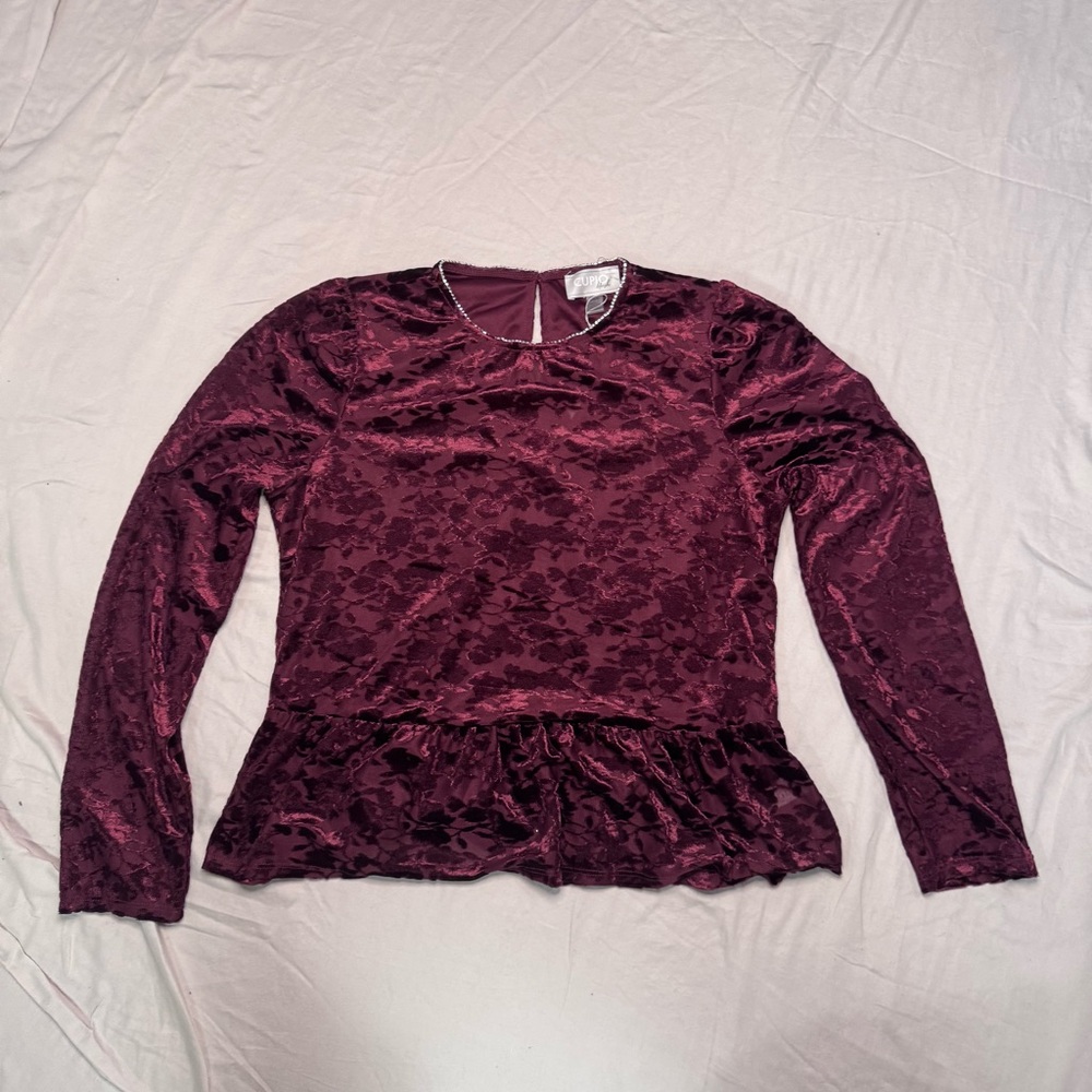 Cupio Burgundy Velvet Blouse